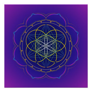 Samen des Leben- u. Metatronswürfels Mandala Poster