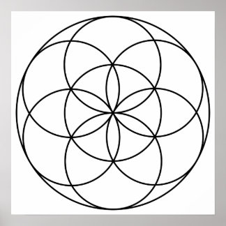Samen des Lebens Heilige Geometrie, schwarz und we Poster