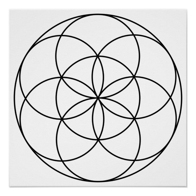 Samen des Lebens Heilige Geometrie, schwarz und we Poster (Vorderseite)