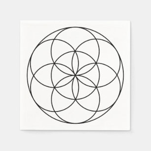 Samen des Lebens Heilige Geometrie, schwarz und we Serviette