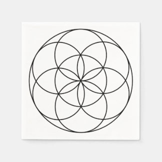 Samen des Lebens Heilige Geometrie, schwarz und we Serviette
