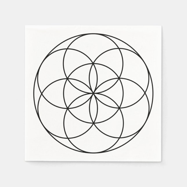 Samen des Lebens Heilige Geometrie, schwarz und we Serviette (Vorderseite)