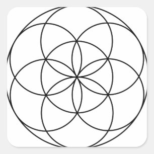 Samen des Lebens Heilige Geometrie schwarz & weiß Quadratischer Aufkleber