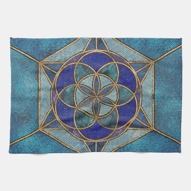 Samen des Lebens Mosaik Ornament Geschirrtuch (Horizontal)