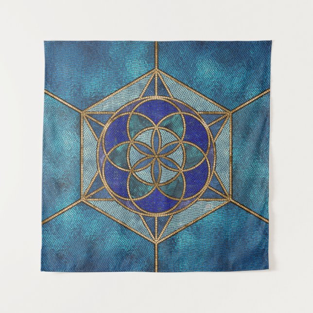 Samen des Lebens Mosaik Ornament Wandteppich (Vorderseite)