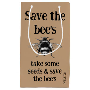 Samen in rustikalen Papiertüten - Rette die Bienen Kleine Geschenktüte