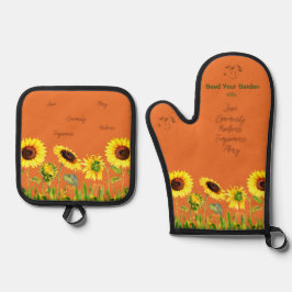 Samen Sie Ihren Garten Sonnenblumen Skriptwörter Ofenhandschuh & Topflappen-Set
