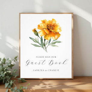 Samenblume Gelbe Florale Hochzeitsgästebuch-Schild Fotodruck