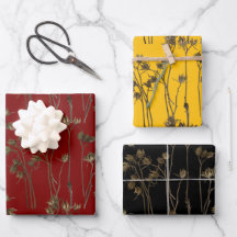 Samenkapseln auf einem Geschenkpapier-Set