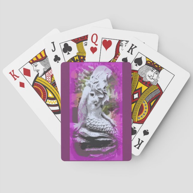 Samenkarte mit lila Spielkarten (Rückseite)