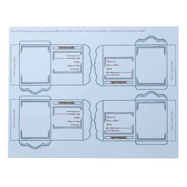 Samenpackung hellblaues DIY-Notizbuch Notizblock (Vorderseite)