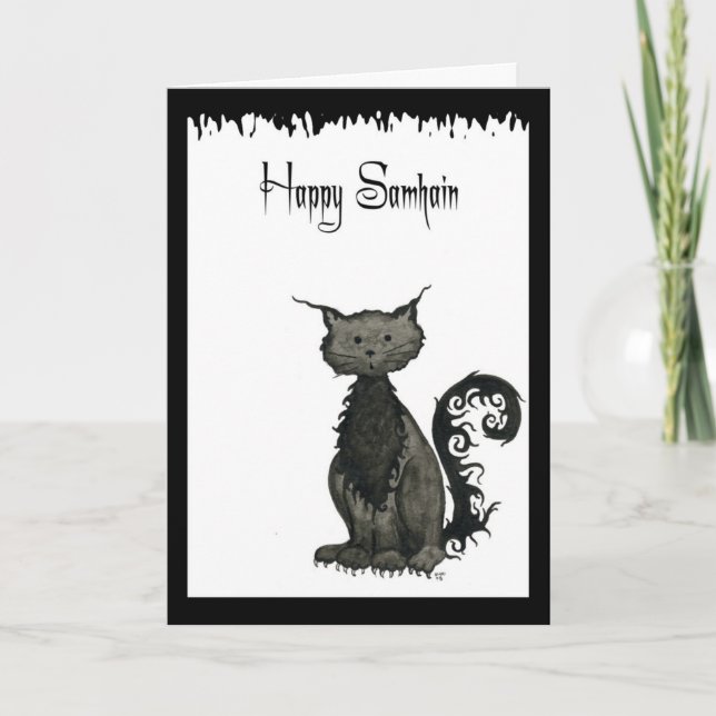 Samhain Cat Greeting Card Karte (Vorderseite)