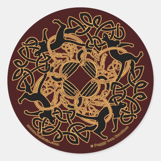Samhain Celtic Cats Knüpfarbeit Stickers (Vorderseite)