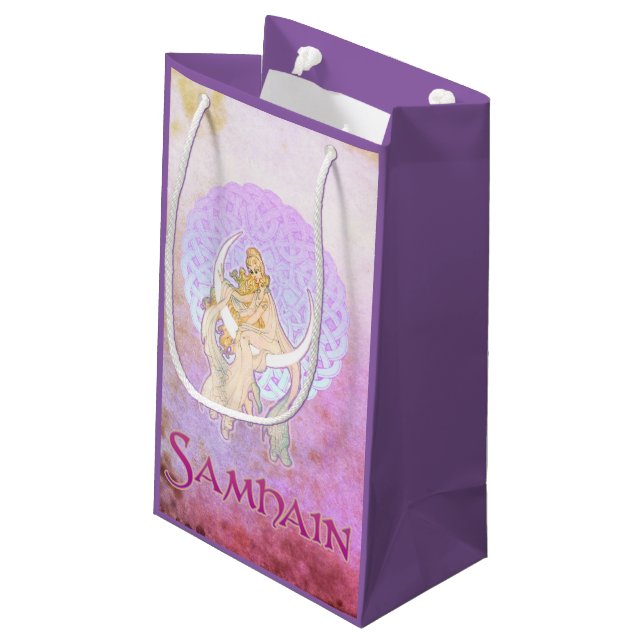 Samhain Greetings Lunar Goddess Kleine Geschenktüte (Rückseite Schrägansicht)