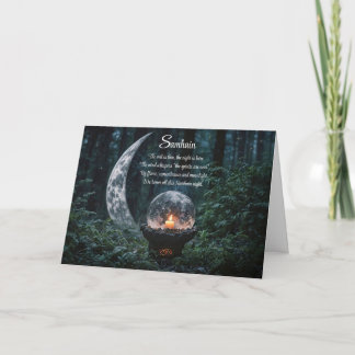 Samhain mit Crystal Ball Crescent Moon und Candle Karte
