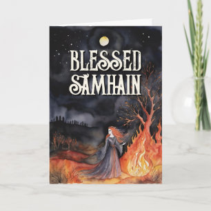 Samhain Night Fall Forest Pagan Bonfire Halloween Karte