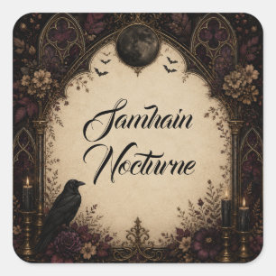 Samhain Nocturne Gothic Raven Halloween Geschenk Quadratischer Aufkleber
