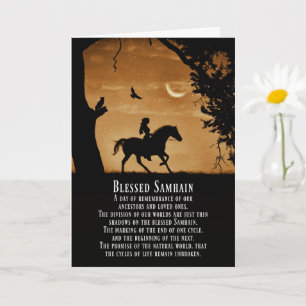 Samhain Pagan Pferd und Reiter mit Eule und Rabe C Karte