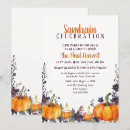 Samhain Party Fall Floral Pumpkins & Candles Einladung