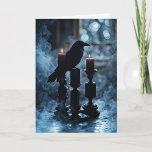 Samhain-Rabe und Kerzen Gothic mit Rauch Karte