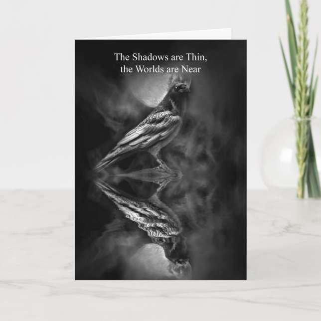 Samhain Raven Crow Bénédiction Carte Poem (Devant)