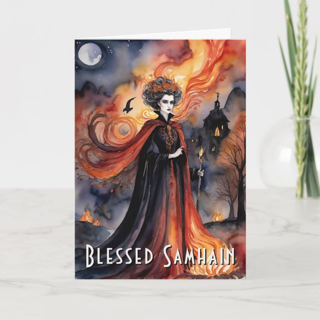 Samhain Red Queen Halloween Night Hexe gesegnet Karte (Vorderseite)