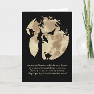 Samhain Segen mit Hexen und Tieren Karte
