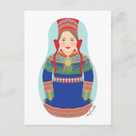 Sami (braunes Haar) Matryoshka Postcard Postkarte