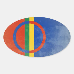 Sami-Flagge Ovaler Aufkleber