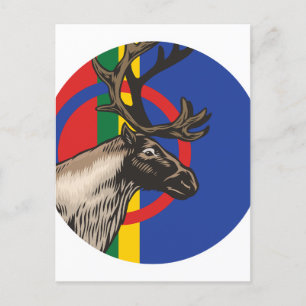 Sami Reindeer Saami National Animal Flag Postkarte