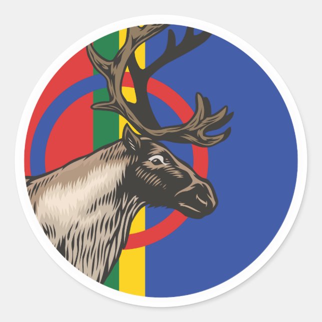 Sami Reindeer Saami National Animal Flag Runder Aufkleber (Vorderseite)