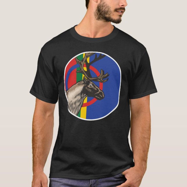 Sami Reindeer Saami National Animal Flag T-Shirt (Vorderseite)