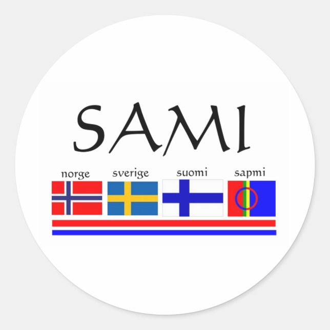 Sami und skandinavische Flaggen Runder Aufkleber (Vorderseite)