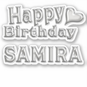 Samira Happy Birthday silver Aufkleber Sticker