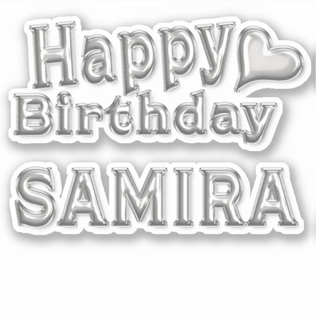 Samira Happy Birthday silver Aufkleber Sticker (Vorderseite)