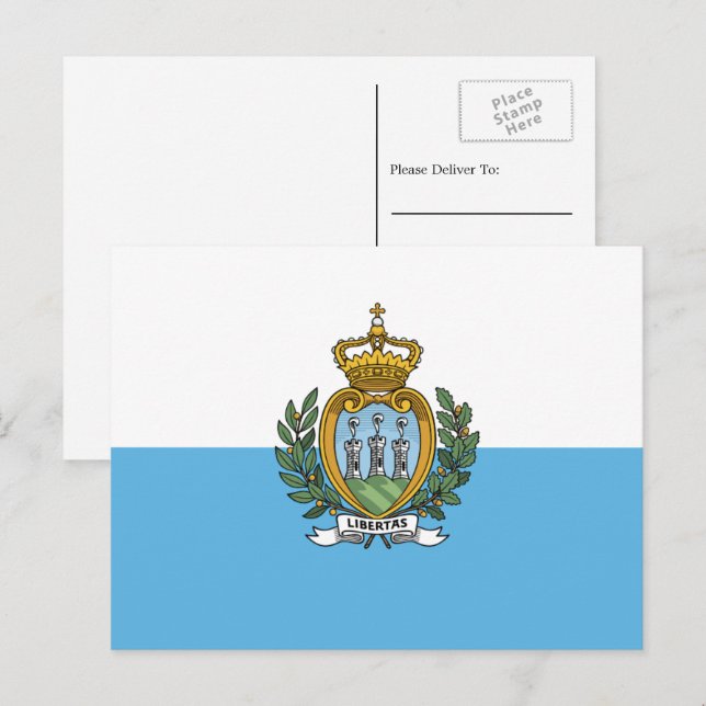Sammarinische Flagge, Flagge von San Marino Postkarte (Vorne/Hinten)