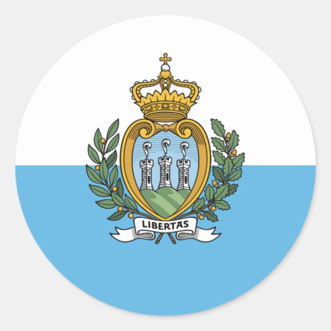 Sammarinische Flagge, Flagge von San Marino Runder Aufkleber (Vorderseite)