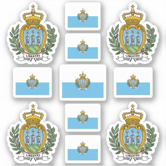 Sammarinische Staat / Wappen und Fahne Aufkleber (Vorderseite)