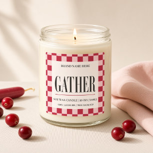 Sammeln Sie Pink Red Gingham Benutzerdefiniertes E Quadratischer Aufkleber