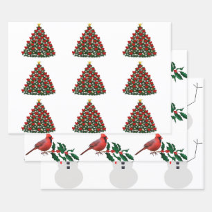 Sammelpapier für Weihnachtsfeiern 3 Flachblätter Geschenkpapier Set