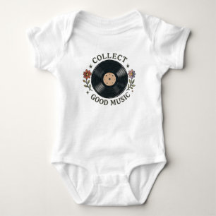 Sammle gute Musik Retro-Vinyl-Schallplatte Floral Baby Strampler