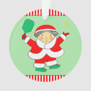 Sammlerstück Pickleball Frau Claus Ornament