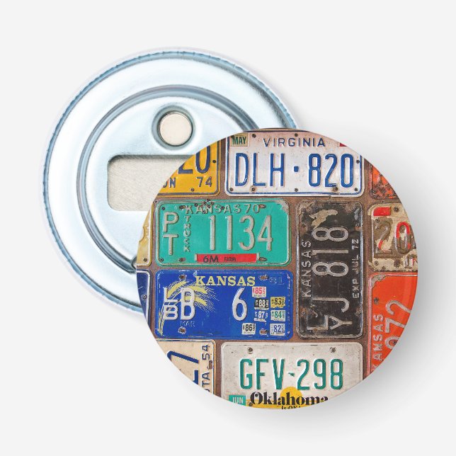 Sammlung alter Nummernschilder Flaschenöffner (Vorderseite)