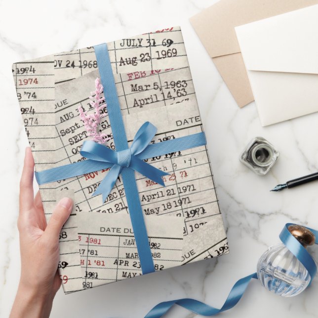 Sammlung der alten Bibliothekskarte Geschenkpapier (Schenken)