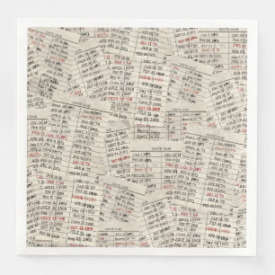 Sammlung der alten Bibliothekskarte Serviette