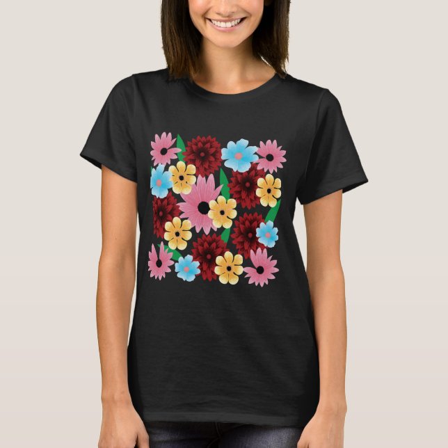 Sammlung farbiger Blume T-Shirt (Vorderseite)