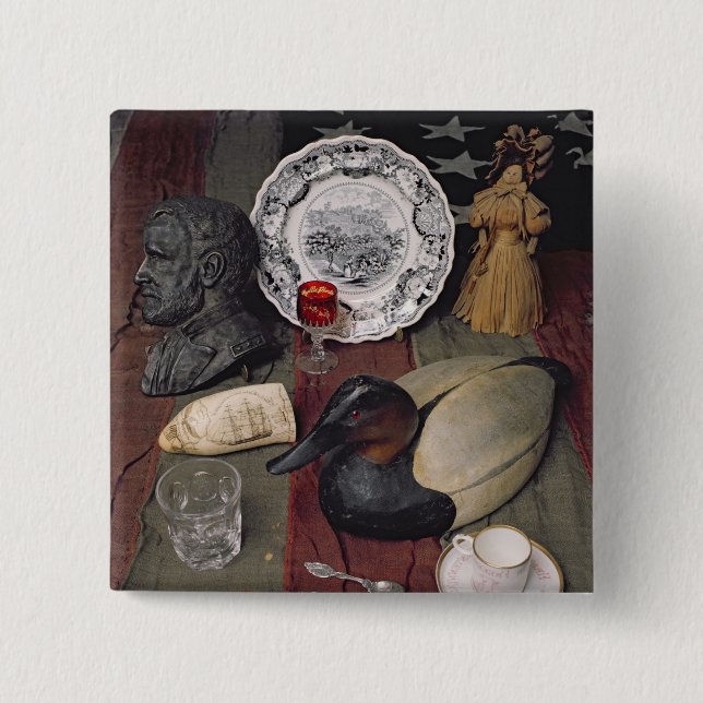 Sammlung Gegenstände, einschließlich eine Schale Button (Vorderseite)