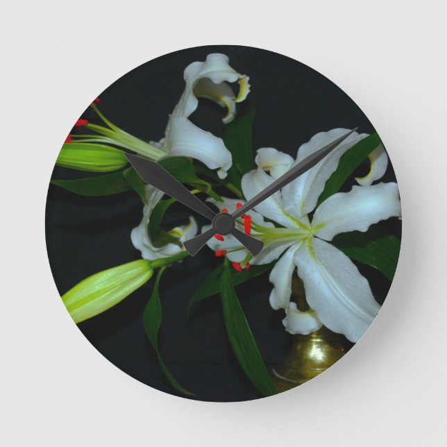 Sammlung irischer Muster und Blume Runde Wanduhr (Vorderseite)