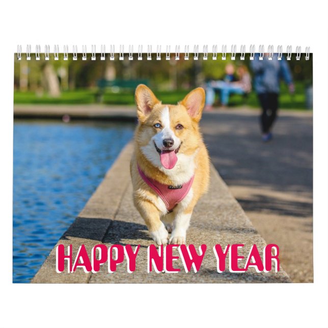 Sammlung niedlicher Welpen Foto Happy New Year Kalender (Titelbild)