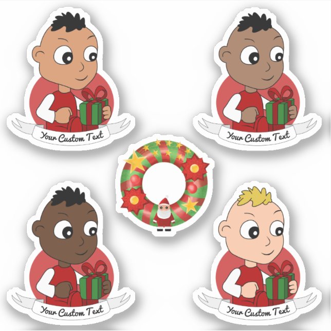 Sammlung verschiedener Weihnachtsbabys-Cartoon Aufkleber (Vorderseite)